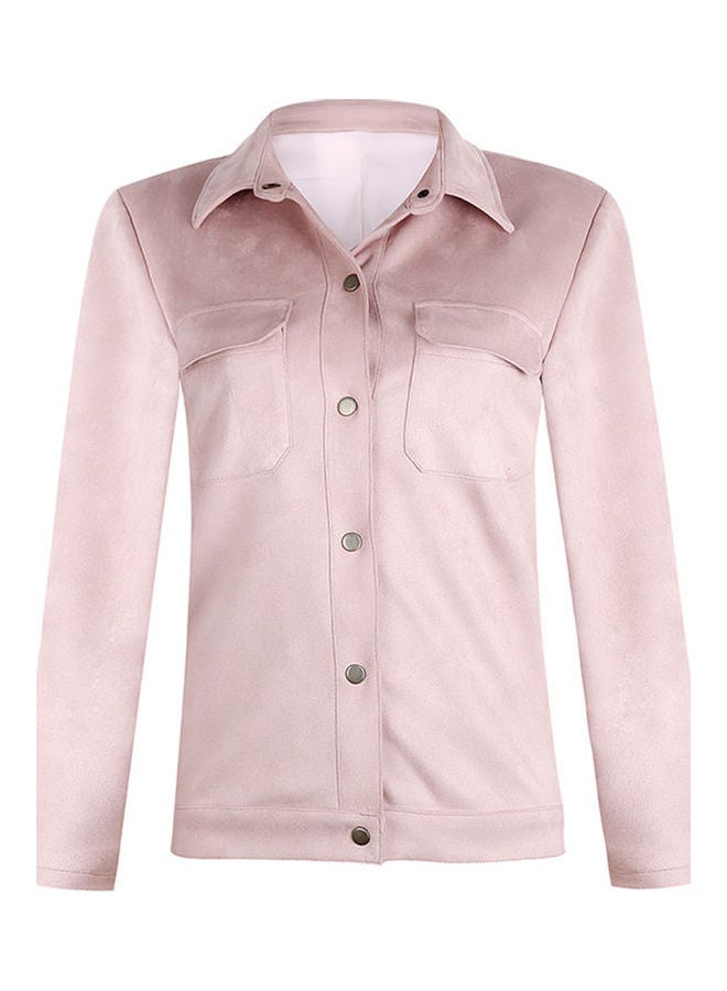 Long Sleeves Solid Jacket Pink - Image 1