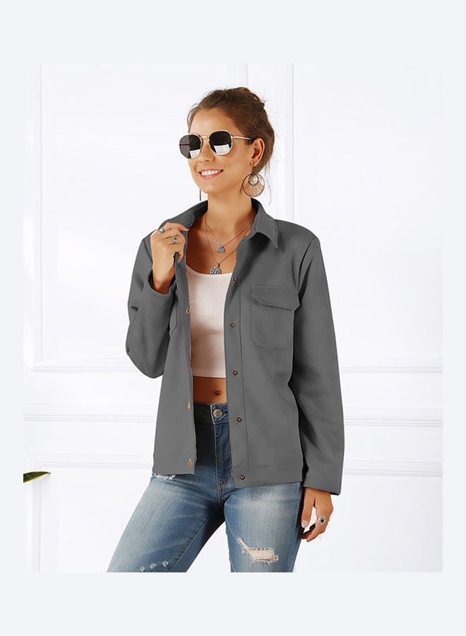 Long Sleeves Solid Jacket Pink - Image 5