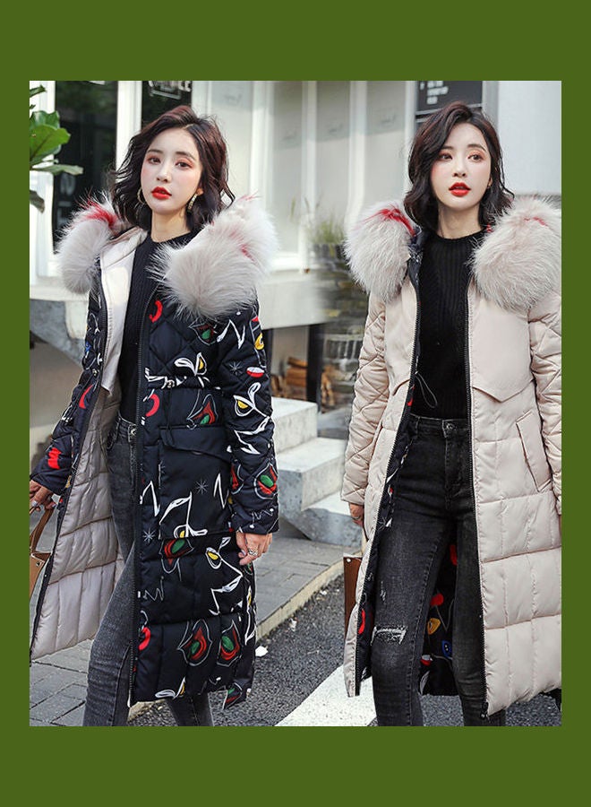 Long Sleeves Hooded Long Jacket Beige - Image 3