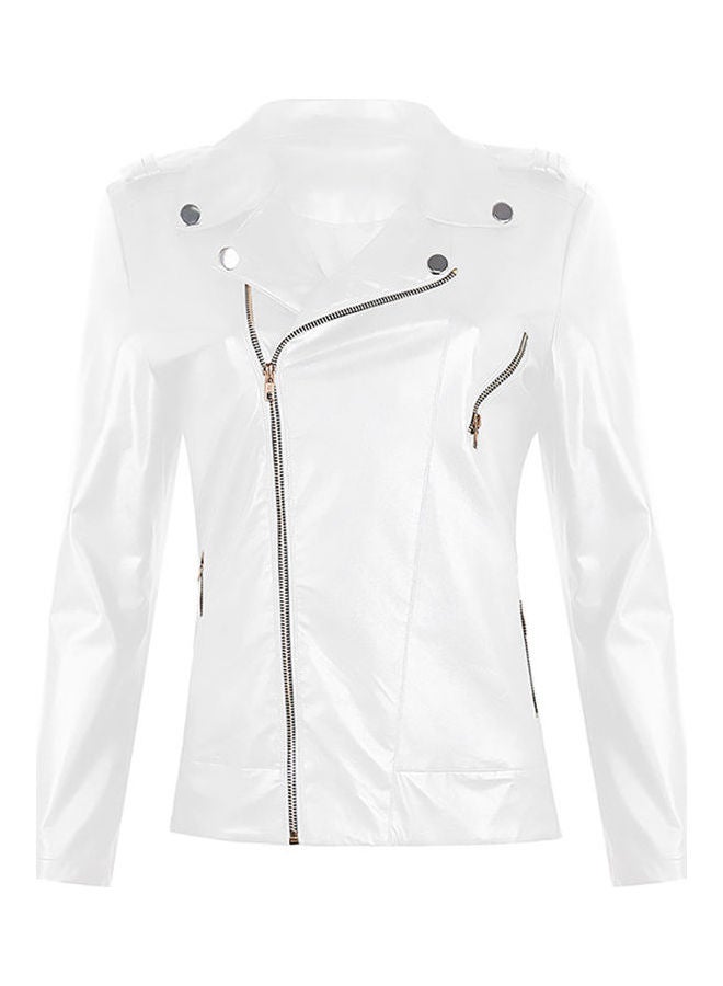 Leather Long Sleeves Jacket White - Image 1