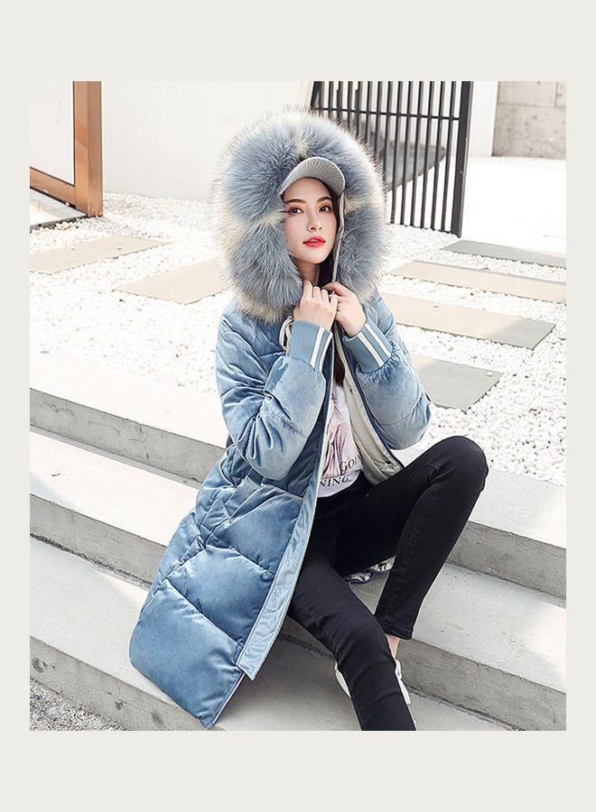 Long Sleeves Hooded Jacket Blue - Image 1