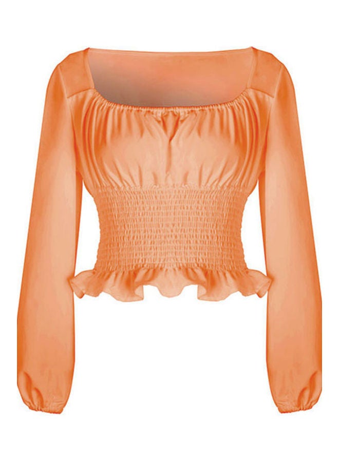 Tight Waist Solid Top Orange - Image 1