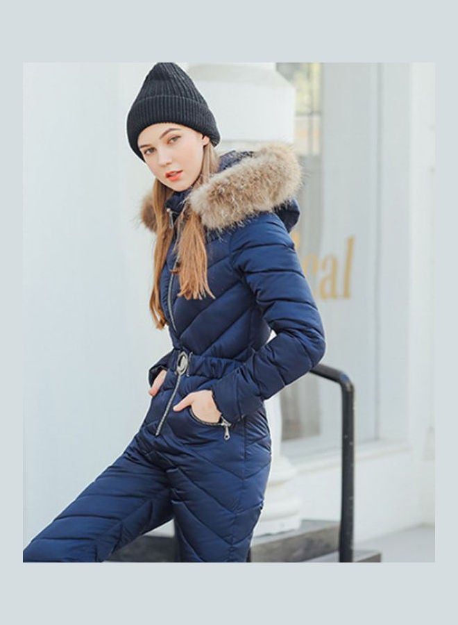 Long Sleeves Hooded Jumpsuit Wine Red - Image 5
