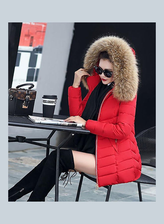 جاكيت بغطاء للرأس وأكمام طويلة أحمر - Image 3