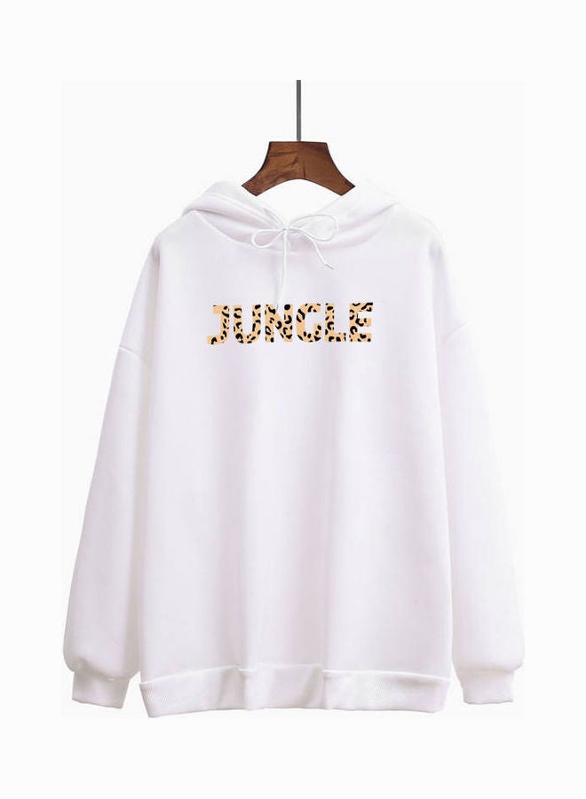 Long Sleeves Printed Hoodie Blue