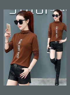Long Sleeves Printed Pullover Light Brown
