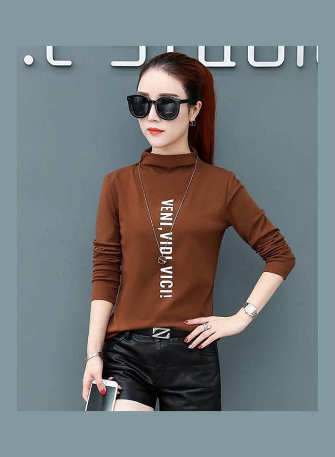 Generic - Long Sleeves Printed Pullover Light Brown - Image 1