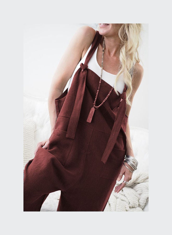 Solid Rompers With Pockets Brown - Image 2