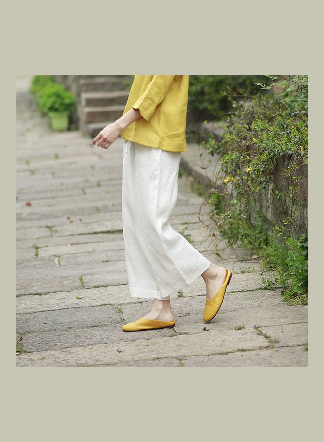 Solid High Rise Trousers White  - Image 3