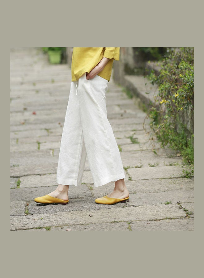 Solid High Rise Trousers White  - Image 4