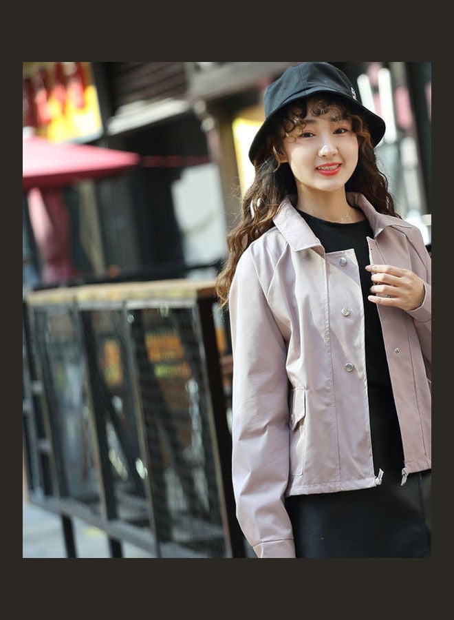 Solid Long Sleeves Coat Pink - Image 2