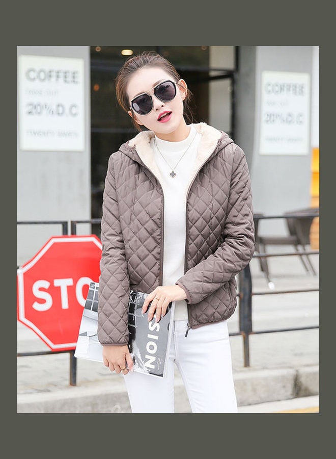 Long Sleeves Padded Jacket Khaki  - Image 1