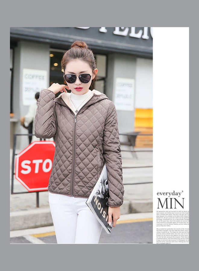 Long Sleeves Padded Jacket Khaki  - Image 2
