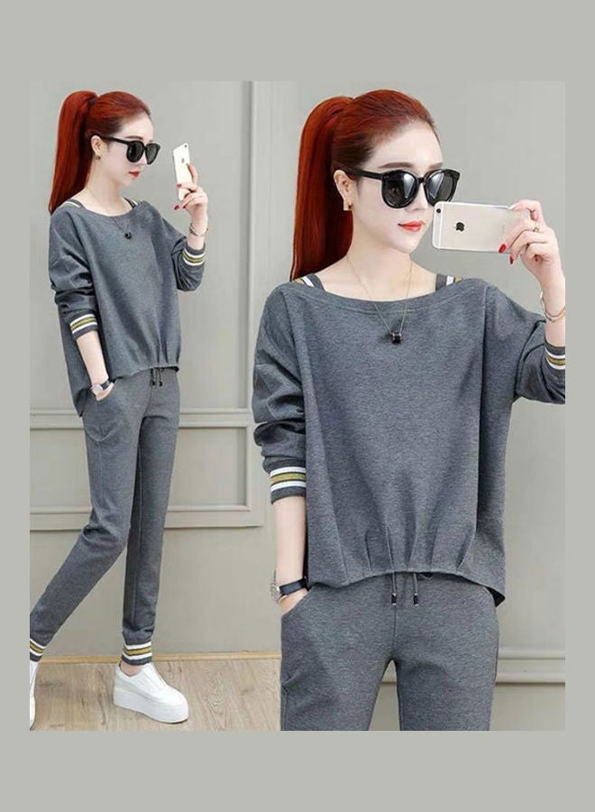 Generic - 2-Piece Long Sleeves T-Shirt And Pant Set Grey - Image 1