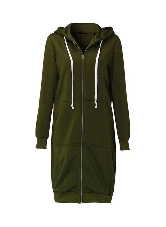 Long Sleeve Zipper Jacket Army Green - Image 1