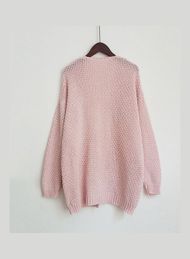 Pocket Detail Knitted Cardigan Pink - Image 3