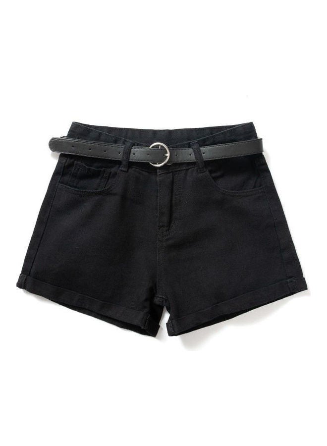 High Waist Denim Shorts Black - Image 1
