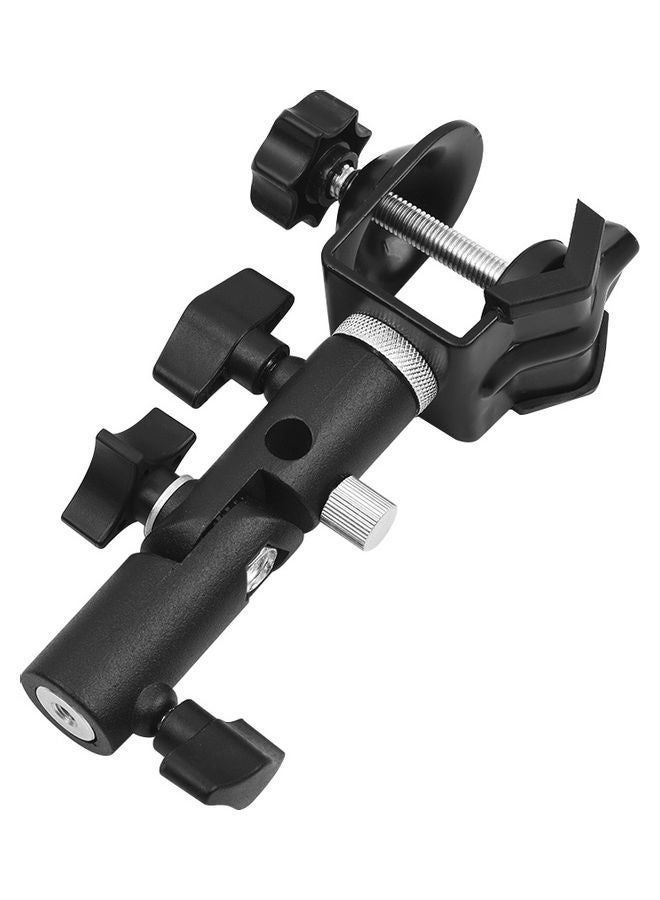 Generic - Multi-functional C-Clamp Clip Mount and Light Stand Mount Bracket with Umbrella Reflector Holder For Studio Photography Black - Image 1