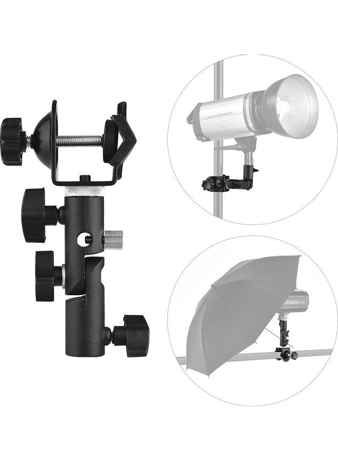 Generic - Multi-functional C-Clamp Clip Mount and Light Stand Mount Bracket with Umbrella Reflector Holder For Studio Photography Black - Image 1