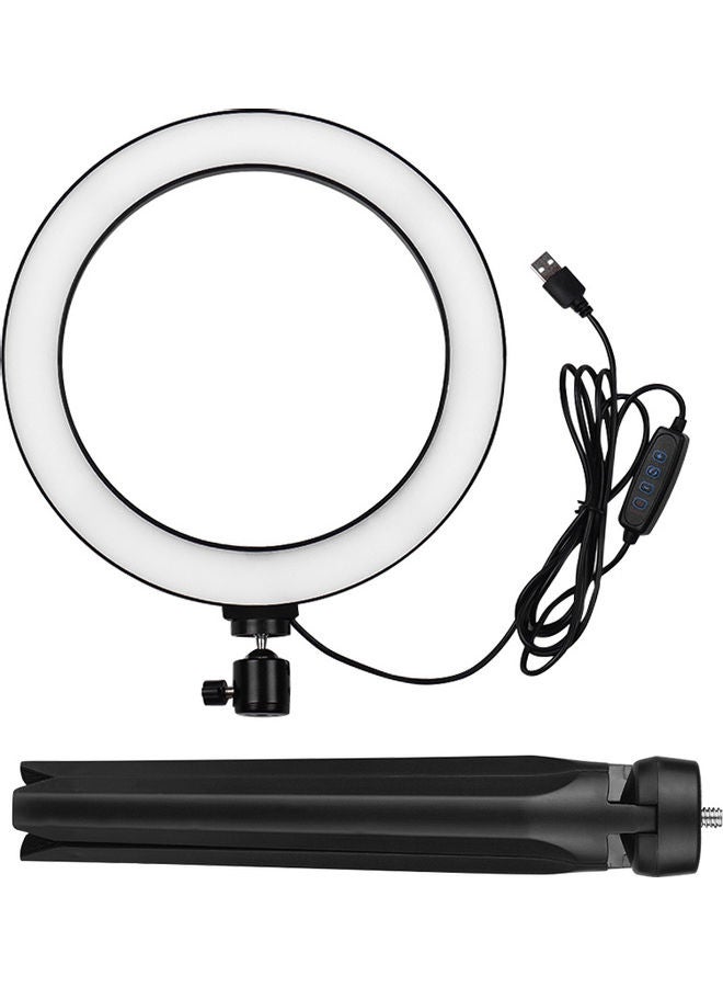 مصباح حلقي LED قابل للتعتيم بدرجة حرارة لونية 3200-5500 كلفن مقاس 10 بوص مع حامل ثلاثي القوائم من دوكولر أسود/ أبيض - Image 1