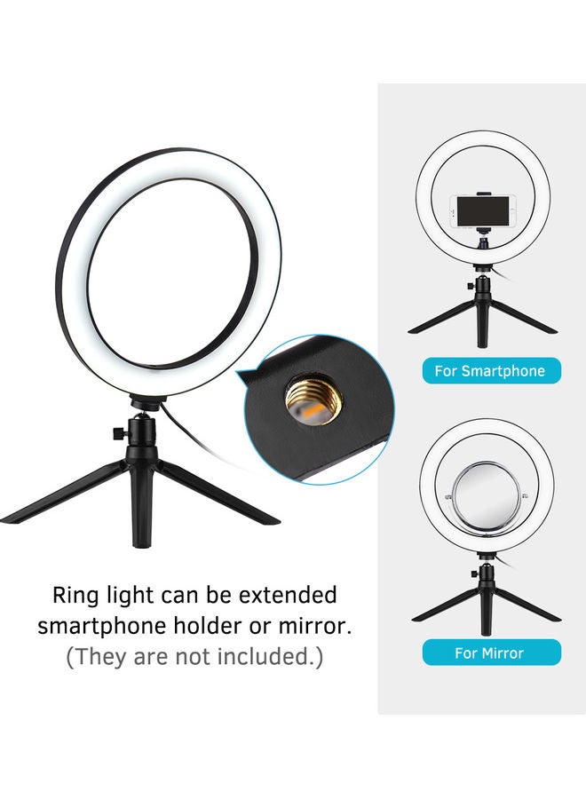 مصباح حلقي LED قابل للتعتيم بدرجة حرارة لونية 3200-5500 كلفن مقاس 10 بوص مع حامل ثلاثي القوائم من دوكولر أسود/ أبيض - Image 2