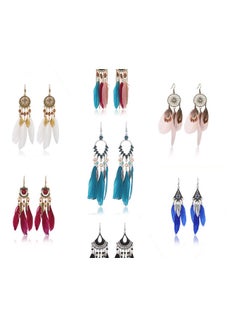 Vintage Tassel Feather Earrings Set 7 Piece - v1610721452/N43292475A_1