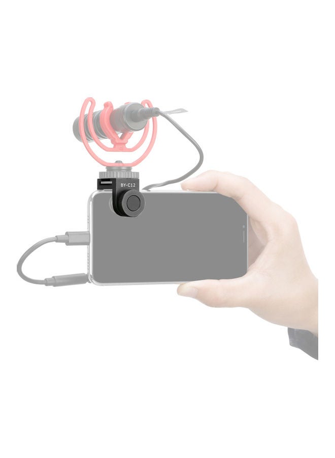 Boya BY-C12 Universal Smartphone Cold Shoe Bracket Microphone Mounting Adapter Holder Black  - Image 3