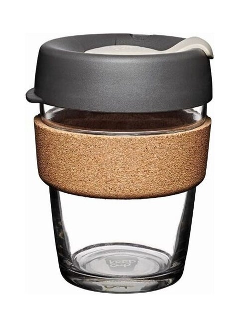 Coffee Cup With Lid Grey/Gold/Clear 10 x 7cm