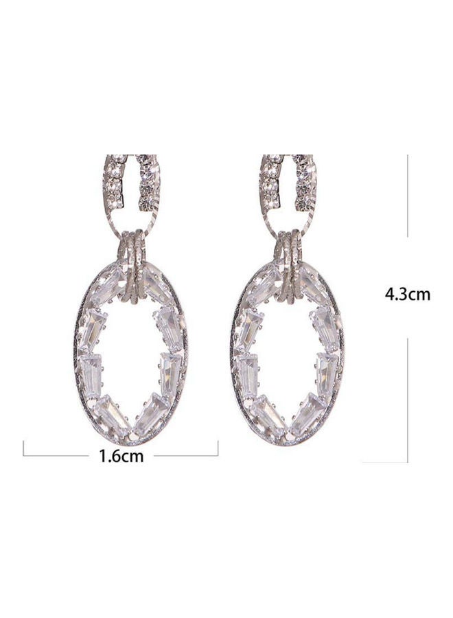 J&J S925 Silver Zircon Hollow Drop Shaped Earrings  - Image 2