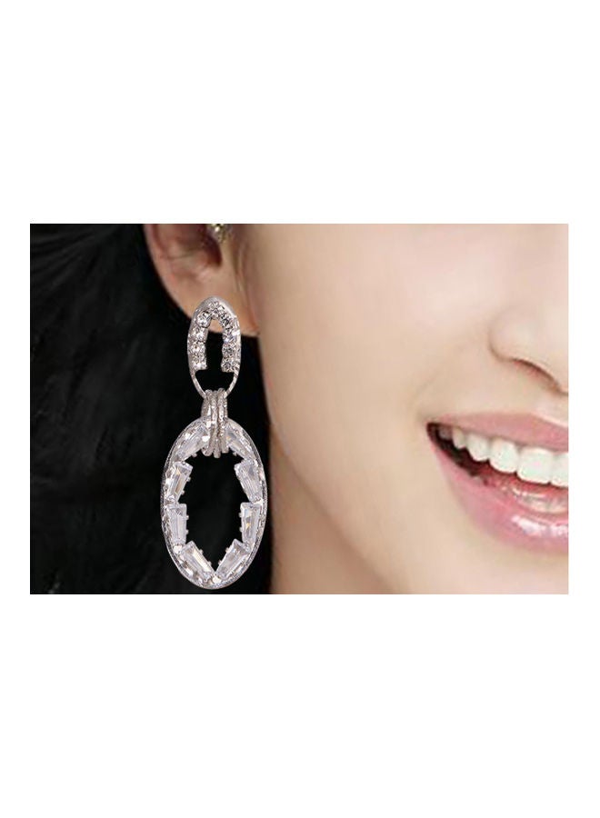 J&J S925 Silver Zircon Hollow Drop Shaped Earrings  - Image 3
