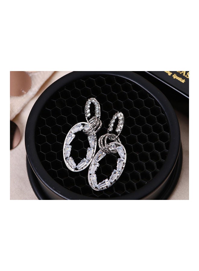 J&J S925 Silver Zircon Hollow Drop Shaped Earrings  - Image 4