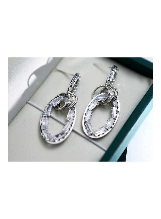 J&J S925 Silver Zircon Hollow Drop Shaped Earrings  - Image 5