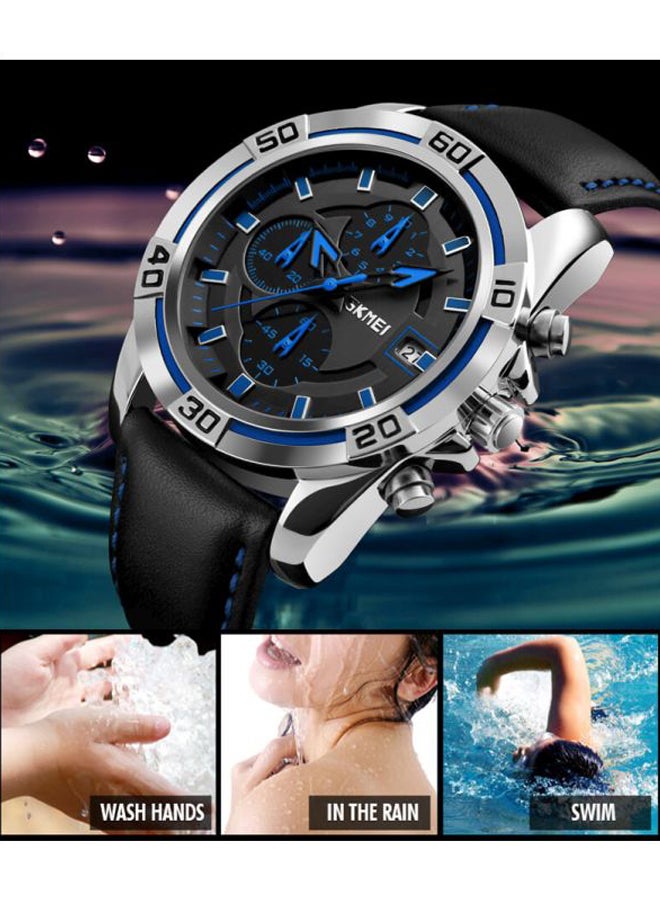 سكمي ساعة يد كرونوغراف مقاومة للماء طراز 9156 - 47 مم - أسود للرجال - Image 4