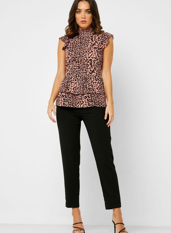 Leopard Print Shell Top Pink/Brown/Black