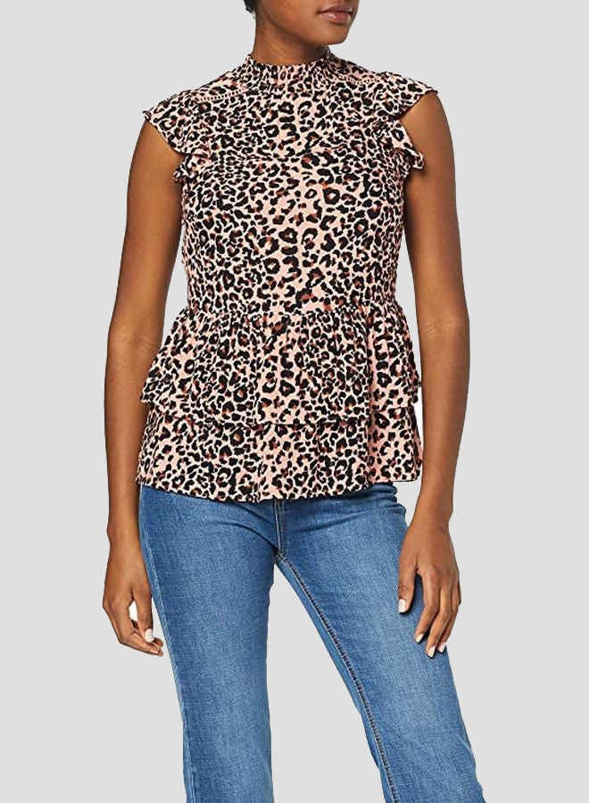 Leopard Print Shell Top Pink/Brown/Black