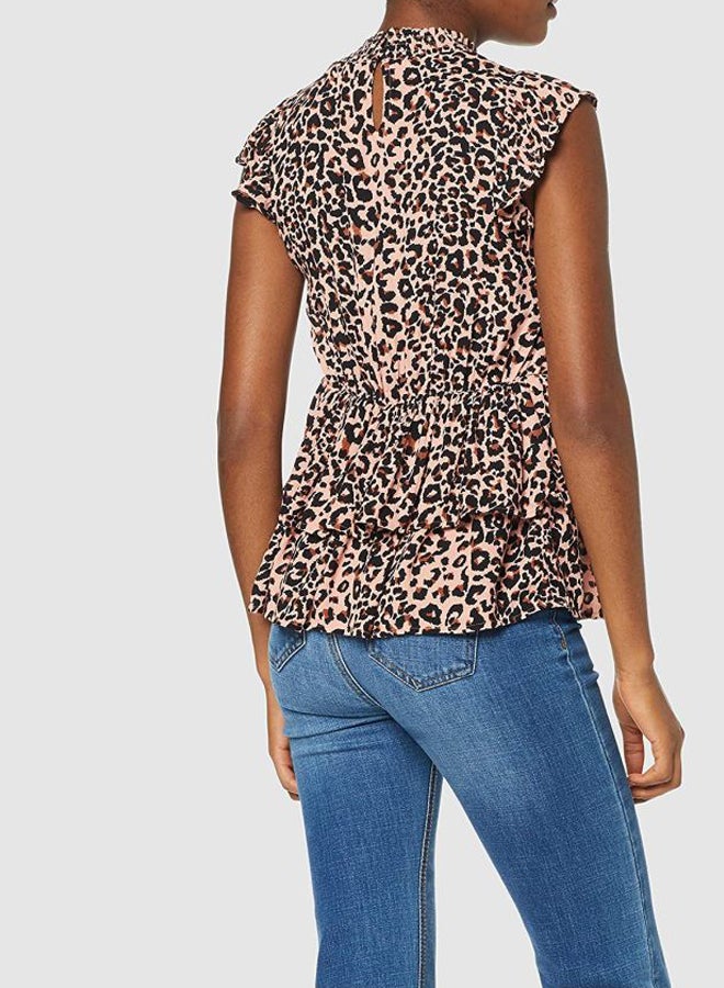 Leopard Print Shell Top Pink/Brown/Black