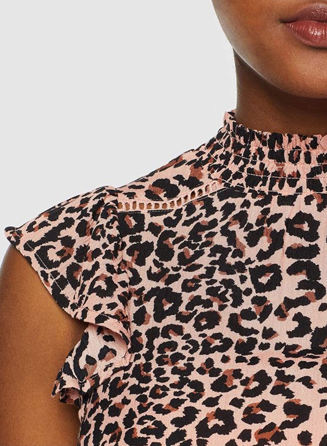 Leopard Print Shell Top Pink/Brown/Black