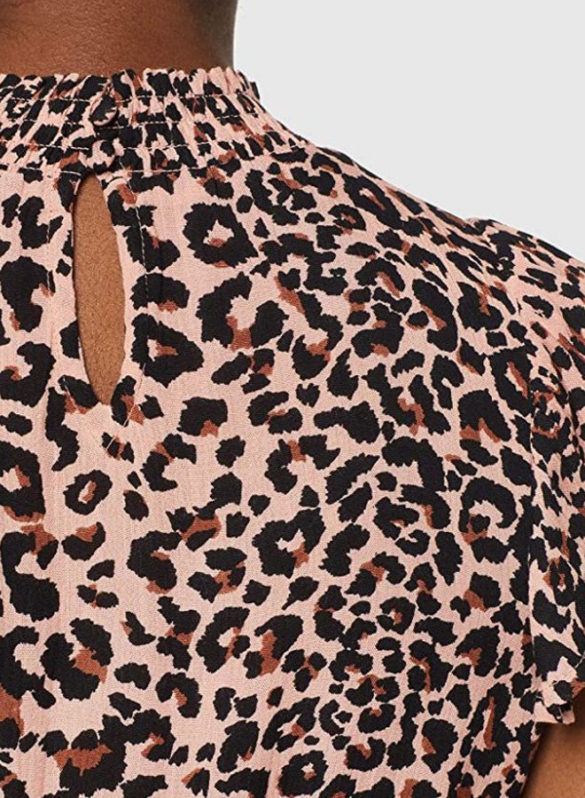 Leopard Print Shell Top Pink/Brown/Black