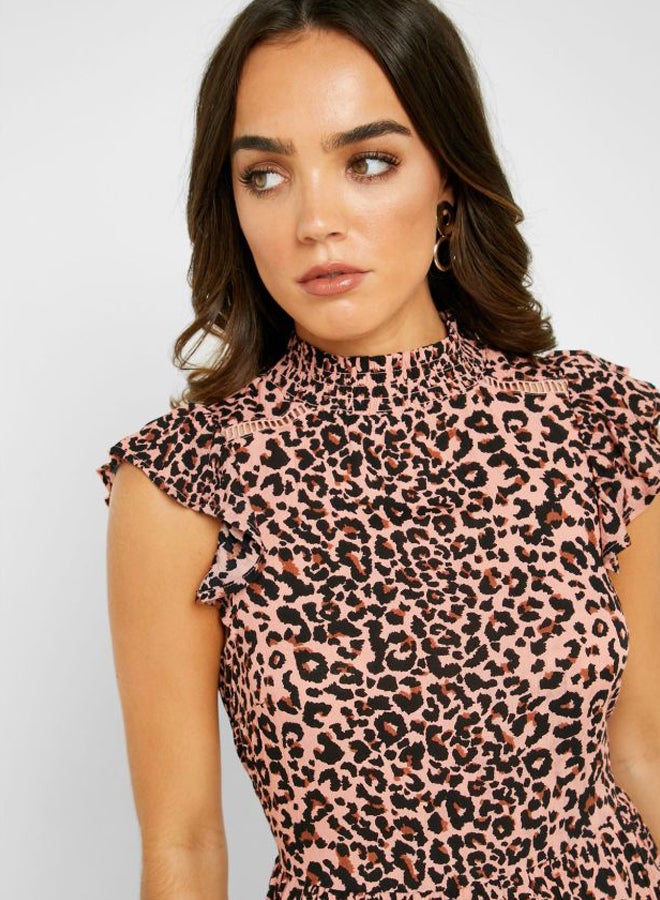Leopard Print Shell Top Pink/Brown/Black