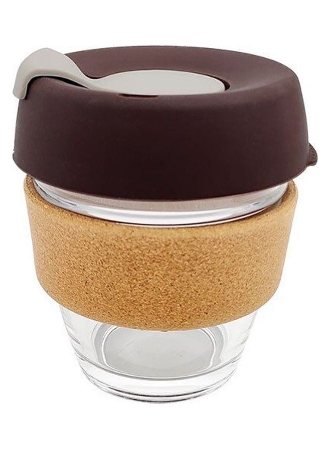 East Lady Coffee Cup With Lid Brown/Gold/Clear 10 x 7cm