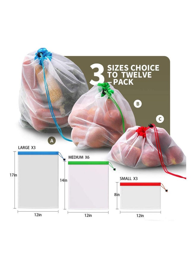 AMERTEER 12-Piece Reusable Mesh Bags Multicolour 260grams - Image 2