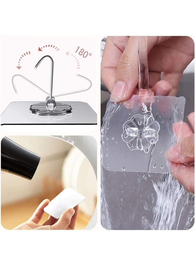 AMERTEER - 24 Piece Wall Hooks Clear/Silver 120grams - Image 1