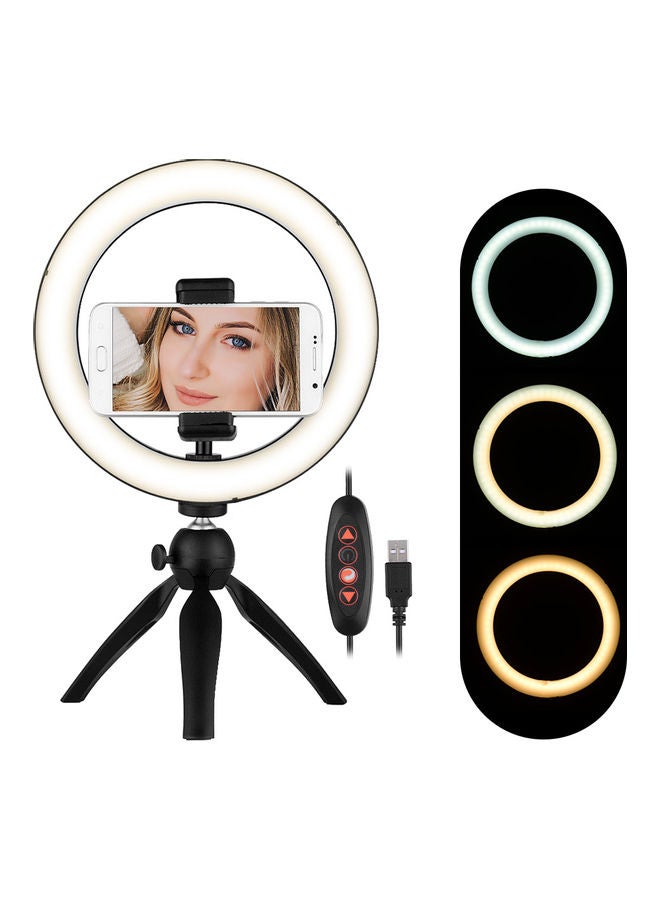 Portable LED Ring Light With Mini Tripod Stand for Photography Black  - Image 1