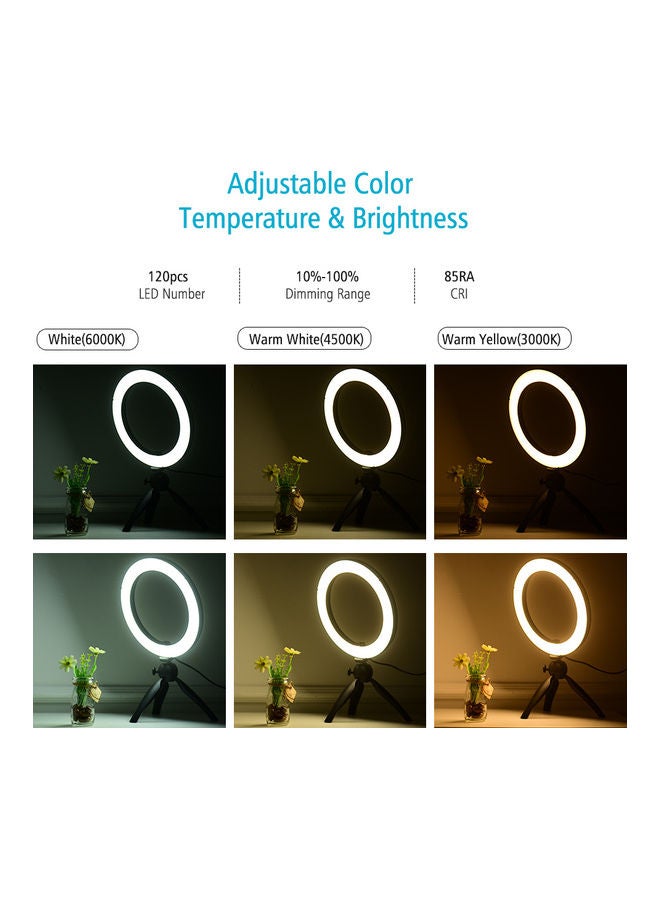 Portable LED Ring Light With Mini Tripod Stand for Photography Black  - Image 2