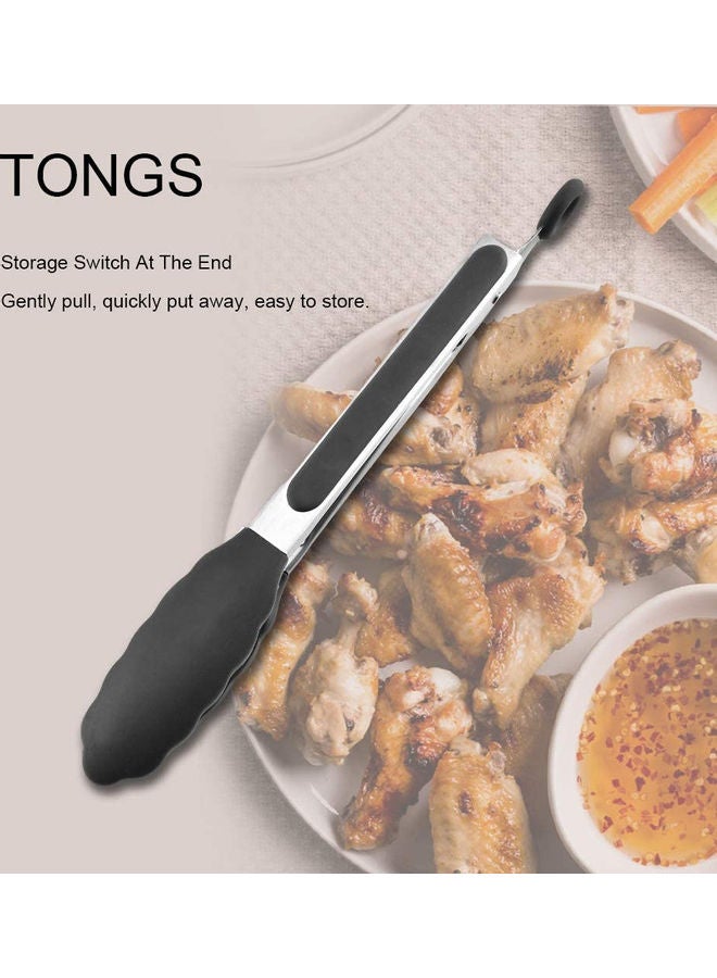 AMERTEER 11-Piece Kitchen Utensil Set Black and Wood 1.1kg - Image 3