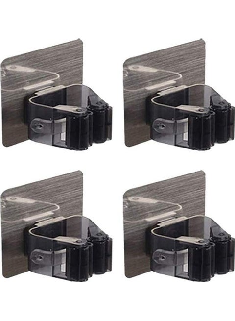 4 Pack  Broom Mop Holder Black