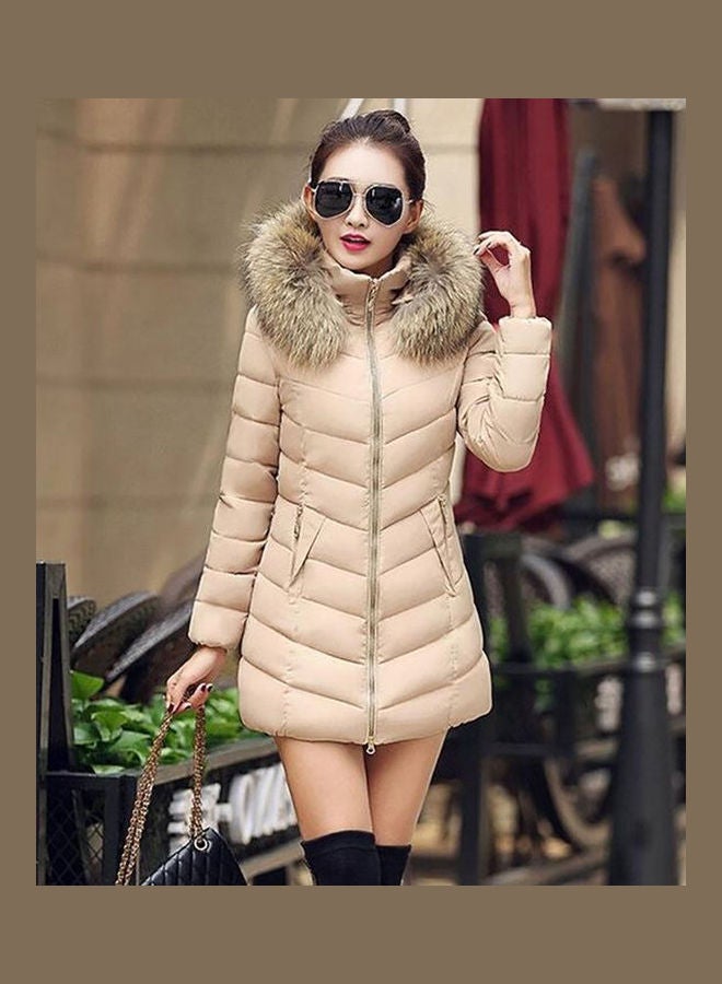 جاكيت بغطاء للرأس وأكمام طويلة كاكي - Image 3
