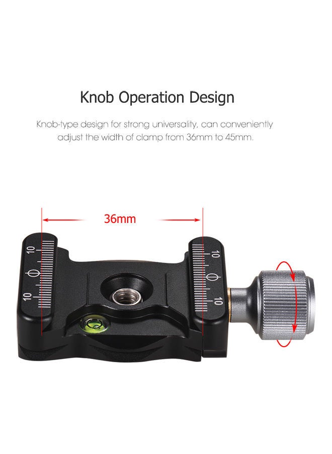 Generic - Quick Release Arca Type Camera Clamp for Tripods and Ballhead with Bubble Level Black - Image 1