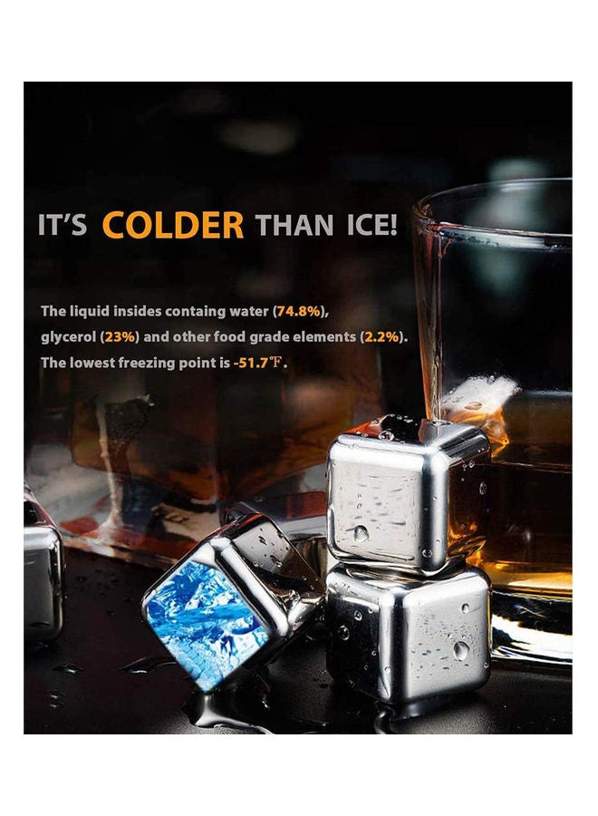 AMERTEER Stainless Steel  Ice Cubes Chilling Stones with Tongs and Freezer Storage Tray silver 370grams  - Image 4