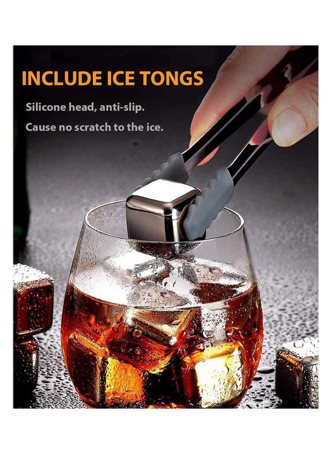 AMERTEER Stainless Steel  Ice Cubes Chilling Stones with Tongs and Freezer Storage Tray silver 370grams  - Image 5